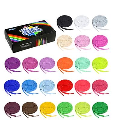 Auihiay 24 Pairs 31" 40" 47" 54" Flat Colored Shoelaces Shoestrings for Sneakers Skate Shoes Sport Shoes Boots 31 Inch 24 Color