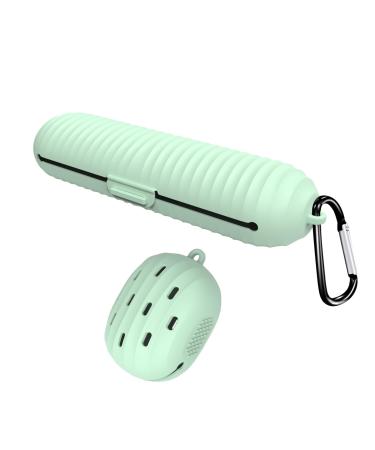 Travel Makeup Brush Holder Silicone Makeup Brush Bag with Sponge Holder Portable Cosmetic Bag with Ring Multi-Purpose Cosmetic Pouch Make Up Brush Organiser for Women Girls (Green)