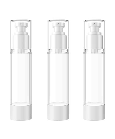 TIANZD 3Pcs Empty 50ml Transparent Airless Pump Bottles Refillable Clear Travel Vacuum Lotion Pump Containers for Cosmetic Foundation Lotion Gel - No Straw Required