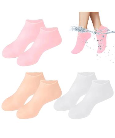 Silicone Moisturizing Socks Women Foot Spa Pedicure Silicone Socks Foot Mask Exfoliating Beach Protective Gel Socks Anti Slip Aloe Socks for Dry Cracked Feet Calluses Foot Care (Mixed)
