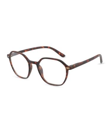 ZENOTTIC Blue Light Blocking Glasses Hexagonal Eyeglasses Frames Anti Blue Ray Glasses Computer Glasses Women/Men Tortoise 0.0 x