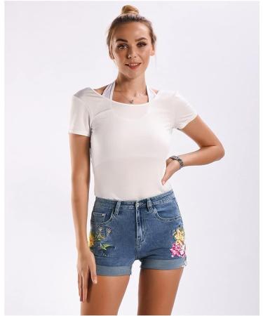 COMLIFE Women's Irregular Denim Shorts with Tassels | Mid Waisted | Blue-sl095 - Buy Online on SooperMarket.com