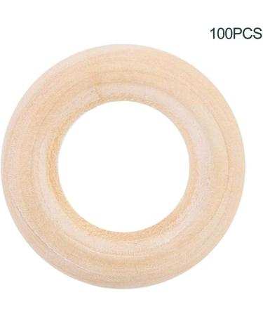 100PCS Natural Wooden Baby Teether Rings | Unfinished Wooden Circles for DIY Craft Accessories - 25MM - Buy Online on SooperMarket.com
