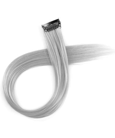 12 Pcs Colored Hair Extensions Colorful Clip in Hair Extensions 22 inch Synthetic Straight Hair Extensions for Kids Girls Women K 12pcs-Grey - Buy Online on SooperMarket.com