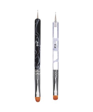 NOLITOY 2pcs Nail Art Pens Nail Brush Double Head Nail Dotting Pen Salon Nail Pen Nail Polish Brush