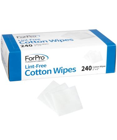 ForPro Lint-Free Cotton Wipes, 100% Pure Cotton Gauze, 2" x 2", White, 240-Count 240 Count