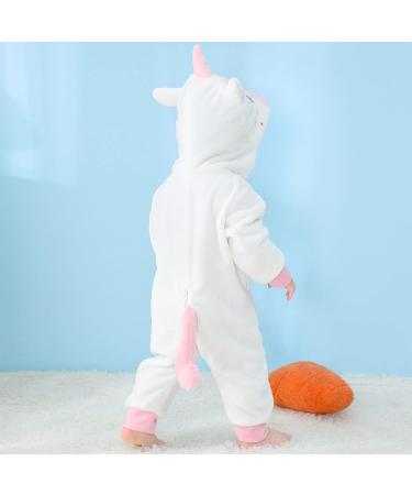 COOKY.D Baby Hooded Rompers | Winter Flannel Jumpsuit Pajamas | 18-24 Months | White - Buy Online on SooperMarket.com