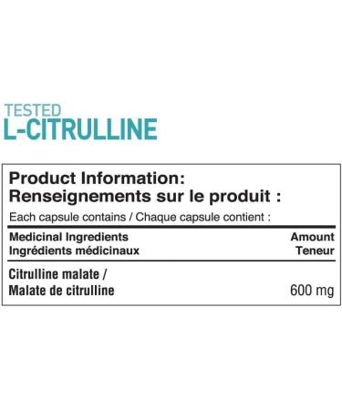 Tested Nutrition L-Citrulline Capsules | 600mg Citrulline Malate Capsules | Nitric Oxide Booster Increased Muscle Pumps Performance Endurance | 48 Servings (240 Capsules) - Buy Online on SooperMarket.com