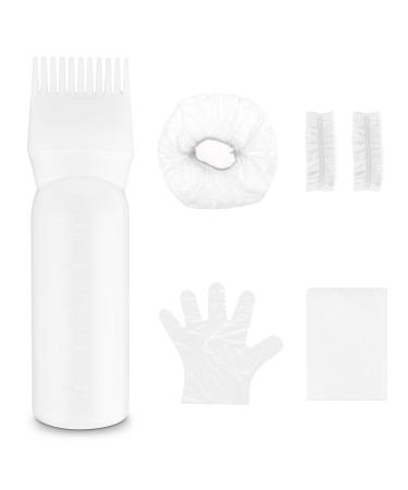 WLLHYF Root Comb Applicator Bottle Brush 6 Ounce Oil Applicator for Hair Dye with Graduated Scale Hair Root Comb Color Applicator for Hair Root Comb Color Scalp Treatment Styling Tool (White)