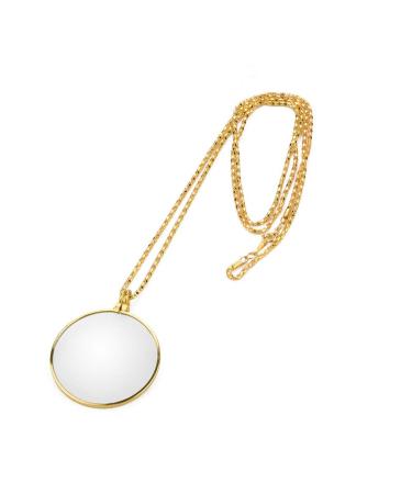 Magnifier Pendant Necklace 5X Monocle for Eye Costume Mini Magnify Glass Reeding Decorative Necklace for Library Reading Jewelry Crafts Needlework (gold)