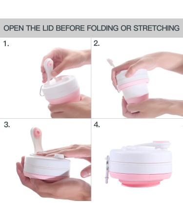 YEEWORIG 600ml Collapsible Travel Cup with Lid & Straw - Pink | Leak-Proof Portable Camping Mug/Silicone Water Bottle for Hot & Cold Drinks - 20.3 oz - Buy Online on SooperMarket.com