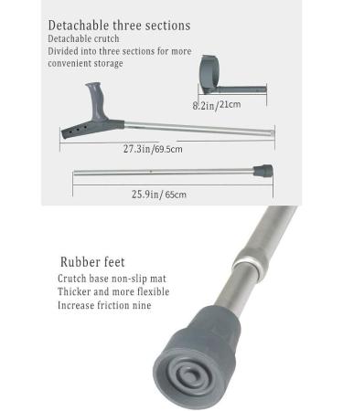 Forearm Crutches Adjustable Cane Forearm Crutches Handle with Comfy Grip - High Density Sturdy Aluminum Adjustable Heavy Duty for Standard and Tall Adults Lightweight Arm Crutch Journey - Buy Online on SooperMarket.com