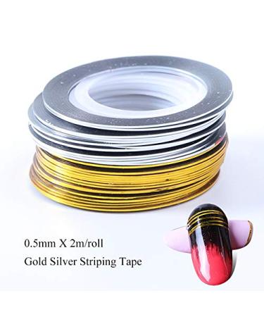 JIAHAO 2Pcs Gold/Silver Rolls Striping Tape Line Nail Art Decoration Sticker - Nail Art Tips for Perfect Manicure - Buy Online on SooperMarket.com
