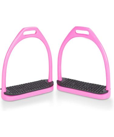 Equinate Stirrups Midway 10cm Pink - Anti-Slip Rubber Tread for Adults & Children - Set of 2 - International Shipping Available - Buy Online on SooperMarket.com
