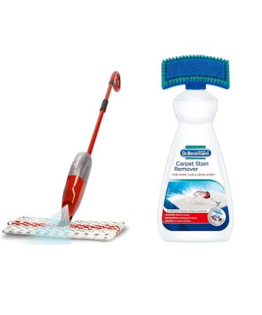 Vileda 1-2 Spray Max Microfibre Mop Red & Dr. Beckmann Carpet Stain Remover | Removes New and Dried-in Stains | Includes Applicator Brush 650 ml