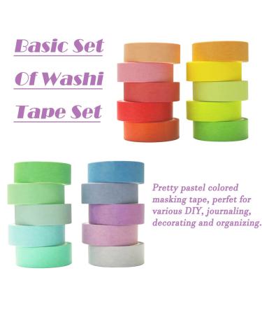 20 Rolls Washi Tape Set Rainbow Washi Tape Colorful Masking Tape 15mm Wide Decorative Tape for Bullet Journal Book Planner Scrapbooking DIY Arts Crafts Gift Packaging Rainbow 15MM-20 Rolls - Buy Online on SooperMarket.com