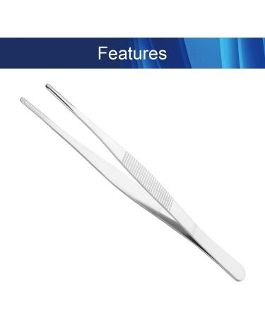 Heyiarbeit 2pcs 7-Inch Lenght Stainless Steel Straight Blunt Tweezers with Serrated Tip Daily Garden Tool - Buy Online on SooperMarket.com