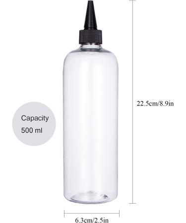 2 Pack 16.9oz Hair Color Applicator Bottles - PET Plastic Squeeze Bottles for Hair Dye - Refillable and Transparent - Clear/black Cap - Buy Online on SooperMarket.com