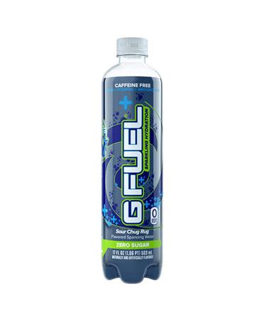 G Fuel Sparkling Hydration - Sour Blue Chug Rug Flavor Inspired by Faze Rug - 12 pack case, 17 oz Bottle - Caffeine-Free, Flavored Sparkling Water Infused with Vitamins, Minerals and Antioxidants