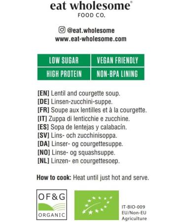 Eat Wholesome Organic Lentil & Courgette Soup 400 g (Pack of 12) Lentil & Courgette 400 ml (Pack of 12) - Buy Online on SooperMarket.com