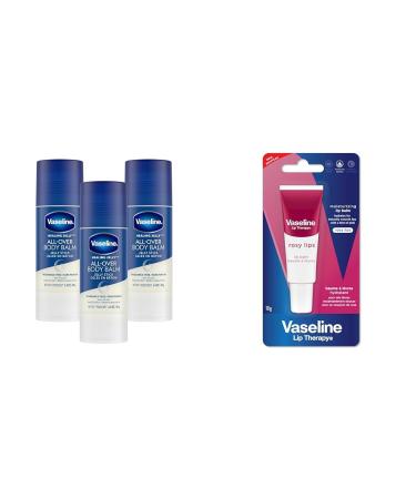 Vaseline Healing Jelly All Over Body Balm Jelly Stick + Vaseline Lip Therapy Rosy Balm Tube Skin Moisturizer + Lip Therapy Rosy Balm Tube