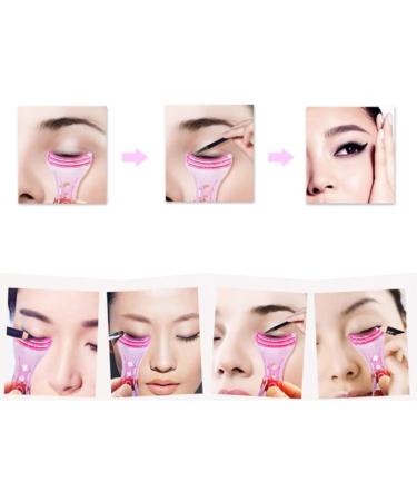 KALLORY 3 in 1 Mascara Applicator Tool - Upper & Lower Eye Lash Guard, Plastic Helper Guide for Makeup - Pink - Buy Online on SooperMarket.com
