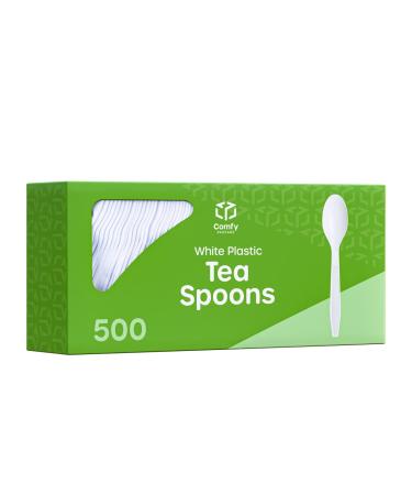 500 Pack Extra Heavyweight Disposable White Plastic Tea Spoons Teaspoons