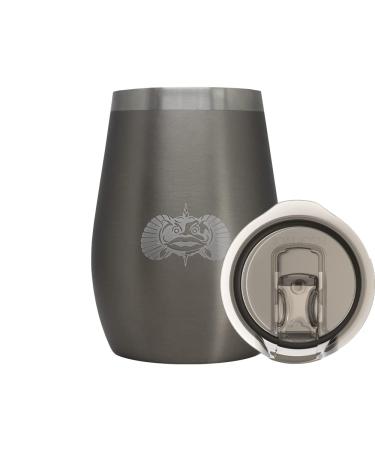 Non-tipping 10oz Double Wall Insulated Stainless Steel Stemless Travel Wine Tumbler w/Easy Slide Lid - Graphite