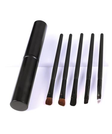 PLAFOPE 5pcs Eyeshadow Brush with Case Eyeshadow Brush Kit Black Liner Brush for Eyes