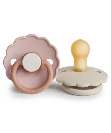 Frigg Daisy latex Schnuller |2-pack |Daisy Block Natural rubber Schnuller |Symmetrical cherry shape |BPA-free |Made in Denmark |Latex pacifier |Biscuit/Cream size 1 (0-6 months) Biscuit/Cream size 1 (0-6 months)