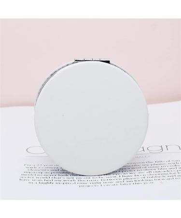 Zcooooool Round Folding Makeup Mirror 8CM - Professional Double-Sided Compact Mirror, PU Surface, Handbag Mirror, White - Buy Online on SooperMarket.com