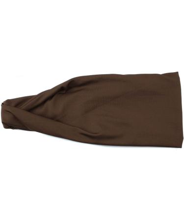 Mytoptrendz Wide Headband Womens Workout Soft Non Slip Elastic Fabric Hair band Mens Bandeau For Sports Gym Hair Wrap Girls Hair Styling Accessories (Brown) - Buy Online on SooperMarket.com