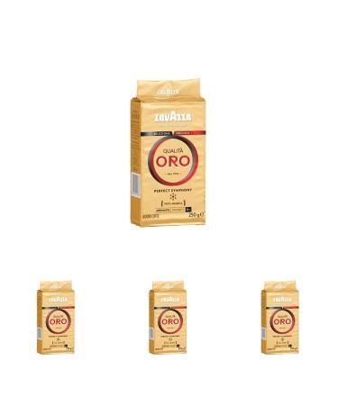 Lavazza Qualit Oro ground coffee with aromanes of fruits and flowers for a velvety espresso 100% Arabica coffee beans intensity 5/10 medium roasting 250g (pack with 4) Qualit Oro 100% arabica 250 g (4 Pack)