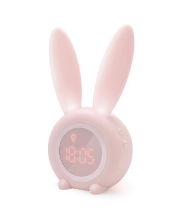 Homealexa Children Lichtwecker Cute Rabbit Kinder alarm clock Creative bedside lamp snooze function time-controlled night light day-to-day attendant for children girls (pink) a-pink