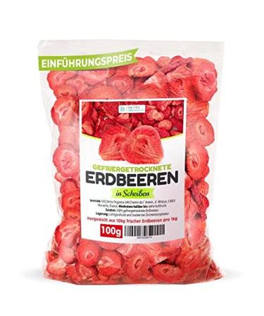 Freezing -dried strawberries 100g fruits in slices 100% dried fruits - natural and without adding sugar or additives the highest quality of detox organica 100 g (1 Pack)