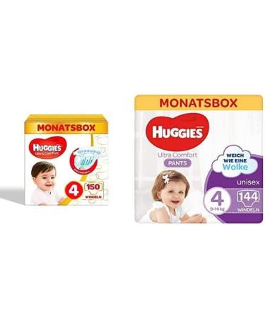 Bundle of Huggies Ultra Comfort baby diapers size 4 (7 18 kg) 150 pieces + Huggies Ultra Comfort Pants size 4 144 pieces monthly box diapers size.4 + pants size.4