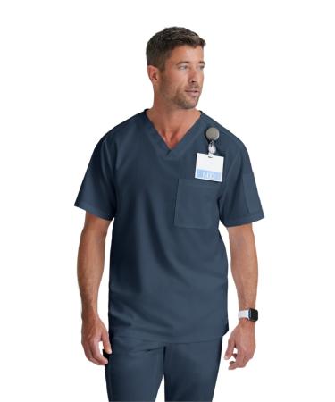 BARCO Grey's Anatomy Scrubs - Evan Scrub Top for Men Lapover V-Neck Easy Care Men's Scrub Top 3X-Large Big Steel