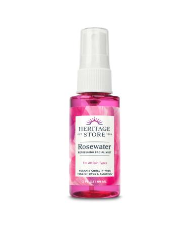 Heritage Store Rosewater Atomizer Mist Sprayer Rose Petals 2 fl oz (59 ml)