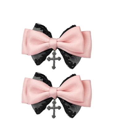 Gothic Lace Hair Clip Bow Large Barrette Bow Flat Clips Barrette Hairpin Bow Elegant Hair Clip for Bunches