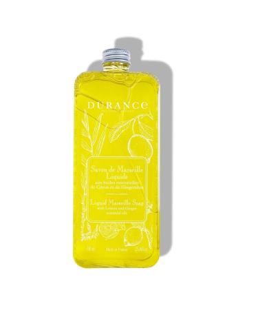 Durance Liquid Marseille Soap Refill With Lemon & Ginger Essential Oils 750ml Paraben Free Hand Wash Refill Vegan Friendly - Gently Cleanses & Nourishes