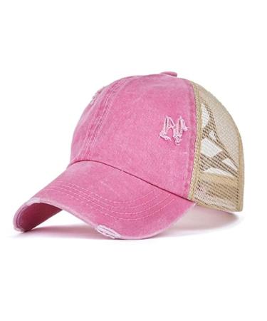 Itoda baseball cap girl basecap ponytail cappi mesh baseball cap adjustable baseball cap sun protection sun hat children shir cap cool shild cap summer sunscreen outdoor beach xs-s rosa