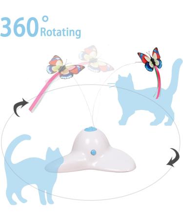 Suhaco Interactive Butterfly Cat Toy - Automatic Electric Rotating Kitten Toy for Indoor Cats - Funny Cat Teaser with Replacement Milk White - Buy Online on SooperMarket.com