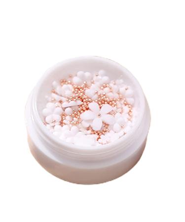 Sanwood nail flower ornament White Blossom Five Petal Flowers Charms Nail Art Decoration Winy Pearl Accessories Ornament Glitter For Nail Art Diy Crafts Making 1