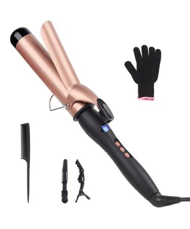 Curling Wand Curling Tongs Large Barrel Curling Iron with Adjustable Temperature Professional Hair Curler with Glove Dual Voltage for Long & Medium Hair (38MM)