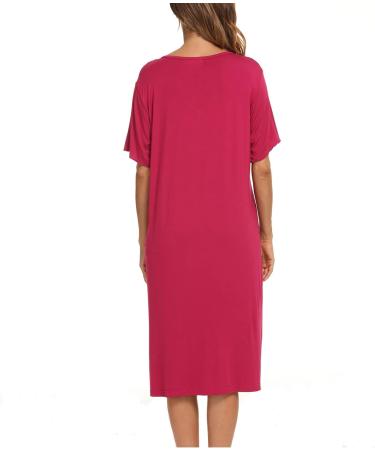 Jecarden Women's Maternity Nightgown - Short Sleeve Modal Cotton Sleepwear in Red XL - Buy Online on SooperMarket.com