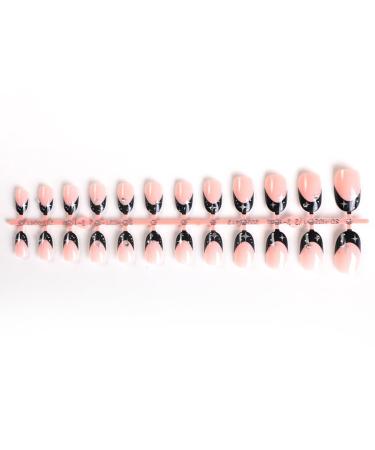 Buy Black French Tip Press On Nails - 24pcs Star Silver Diamond Design Glossy Reusable Artificial Nails for Women - Perfect DIY Manicure - Buy Online on SooperMarket.com