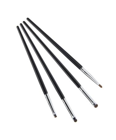 Healeved 4pcs Horse Hair Wooden Handle Eyeliner Precision Brush Black Eye Makeup Kit