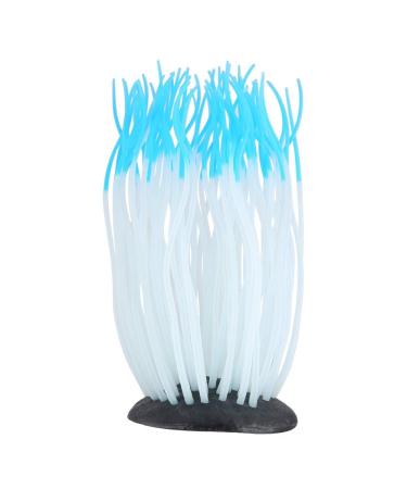 Simulation Artificial Silicone Luminous Sea Anemone Coral Ornament for Aquarium Fish Tank Decoration (Blue)