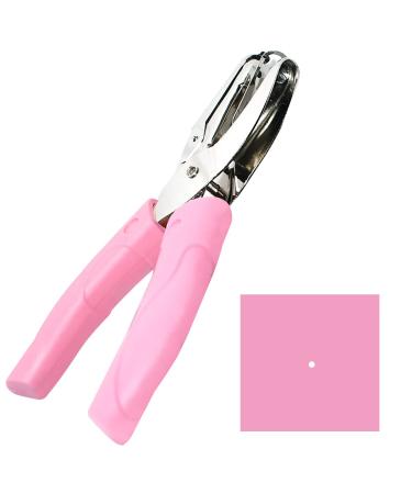 Handheld Hole Paper Punch Puncher for Craft Paper Tags Clothing Ticket DIY Scrapbook Tool  with Pink Soft Handheld Grip (Small Circle 1/16 inch)