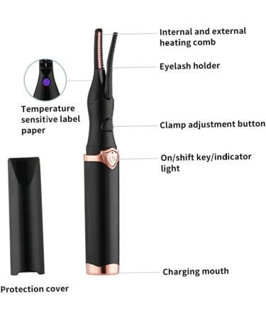 Heated Eyelash Curler Heated Eyelash Curler Electric Rechargeable Long Lasting Lash Curler for Makeup Black - Buy Online on SooperMarket.com